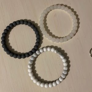 Bracelets grey, clear, and white and grey marble